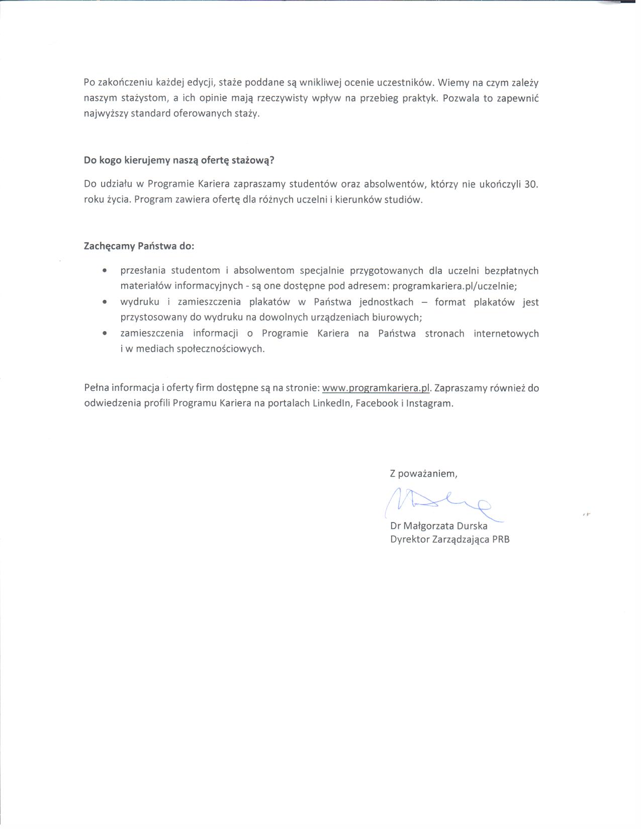 Pismo od Polskiej Rady Biznesu - 2 strona